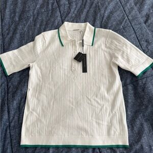 Elie Tahari Soft Stretch Polo with Green Trim NWT